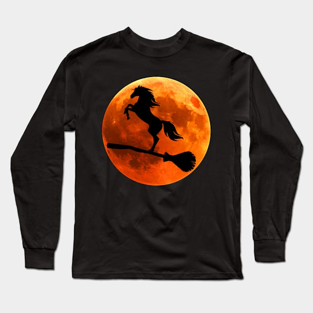 Horse Silhouette Moon Halloween Long Sleeve T-Shirt by T-shirt verkaufen